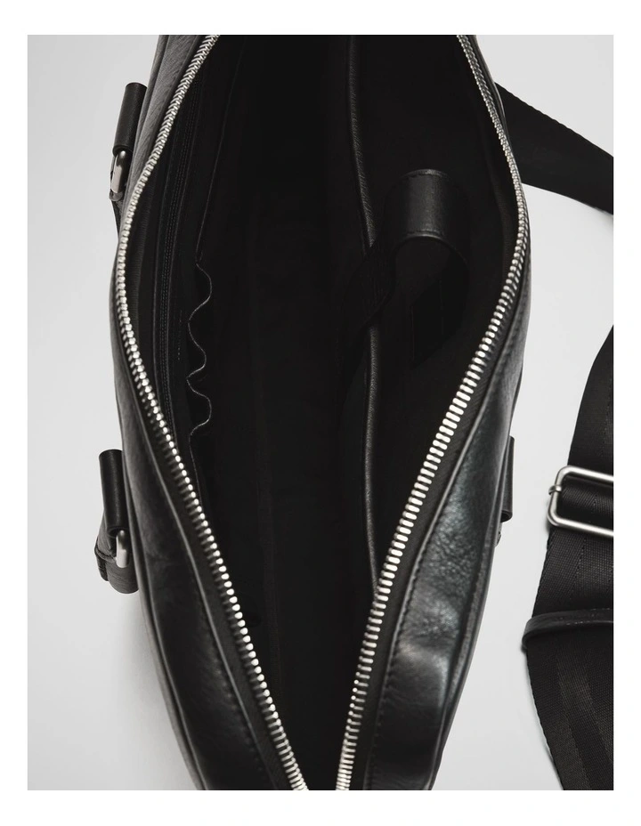 Rhys Leather Briefcase in Black image 4