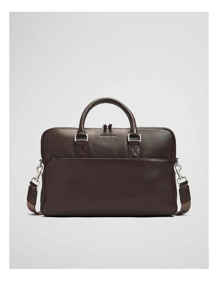 Rhys Leather Briefcase in Chocolate image 1