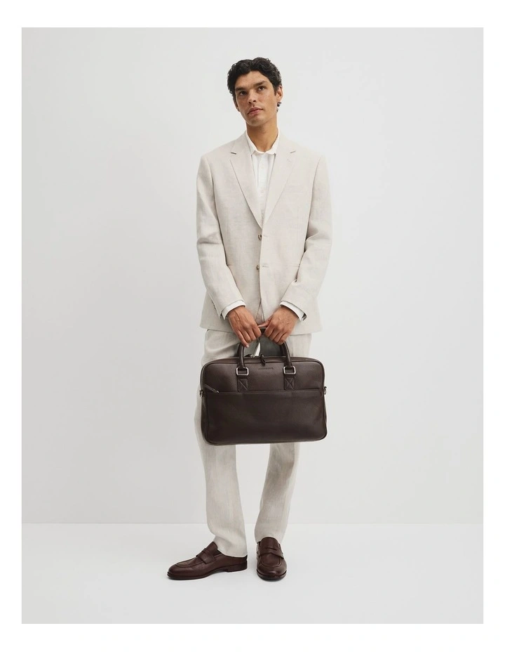 Rhys Leather Briefcase in Chocolate image 2