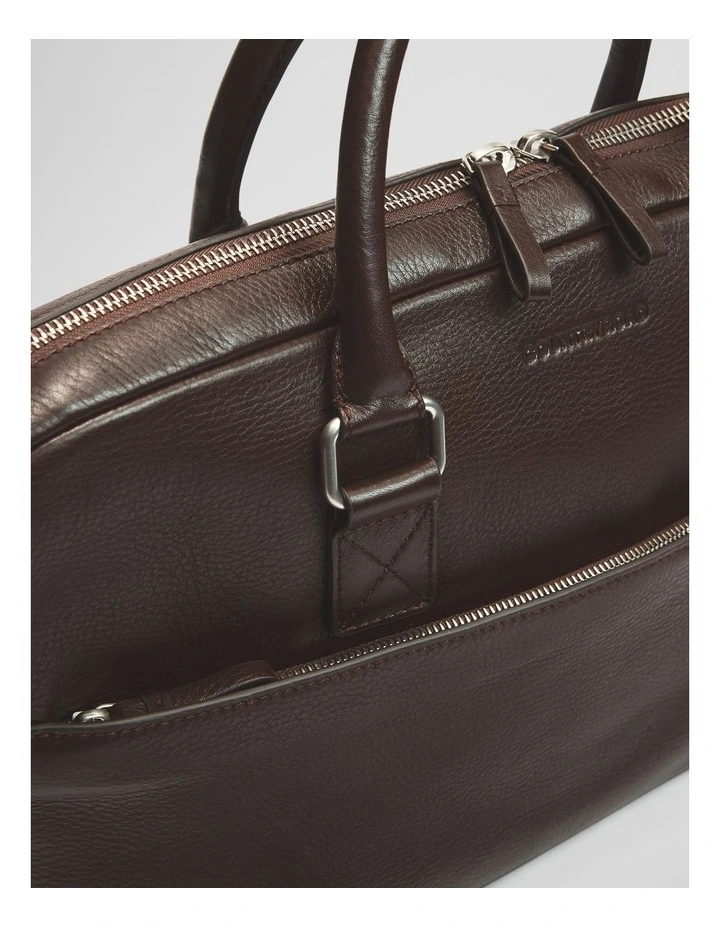 Rhys Leather Briefcase in Chocolate image 3