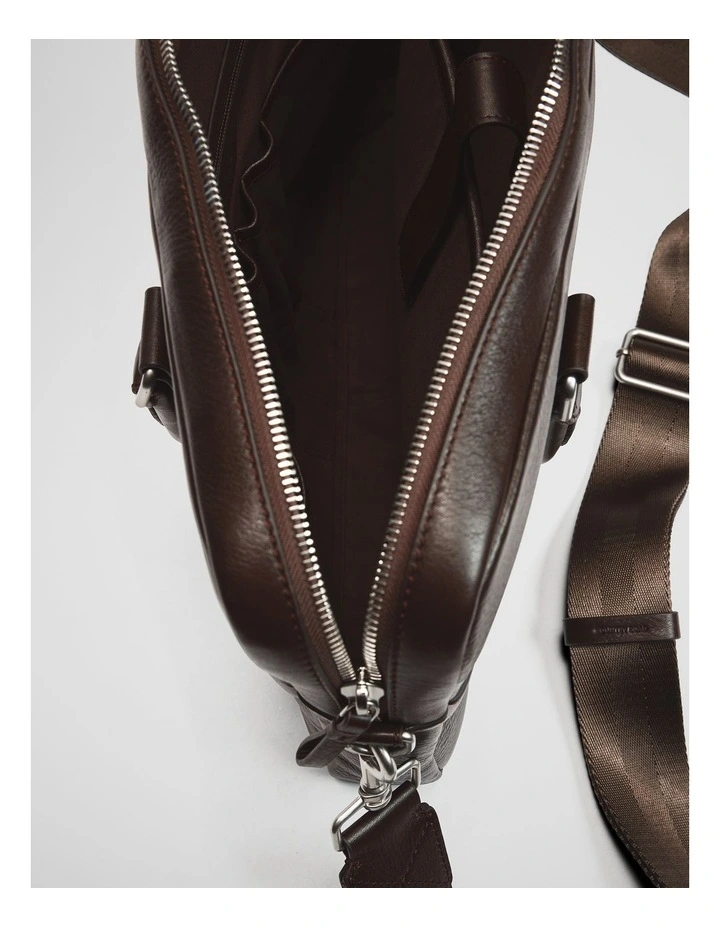 Rhys Leather Briefcase in Chocolate image 4