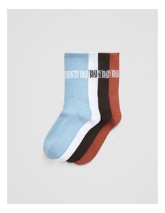 Australian Cotton Blend Heritage Sock Pack Of 4 in Dawn
