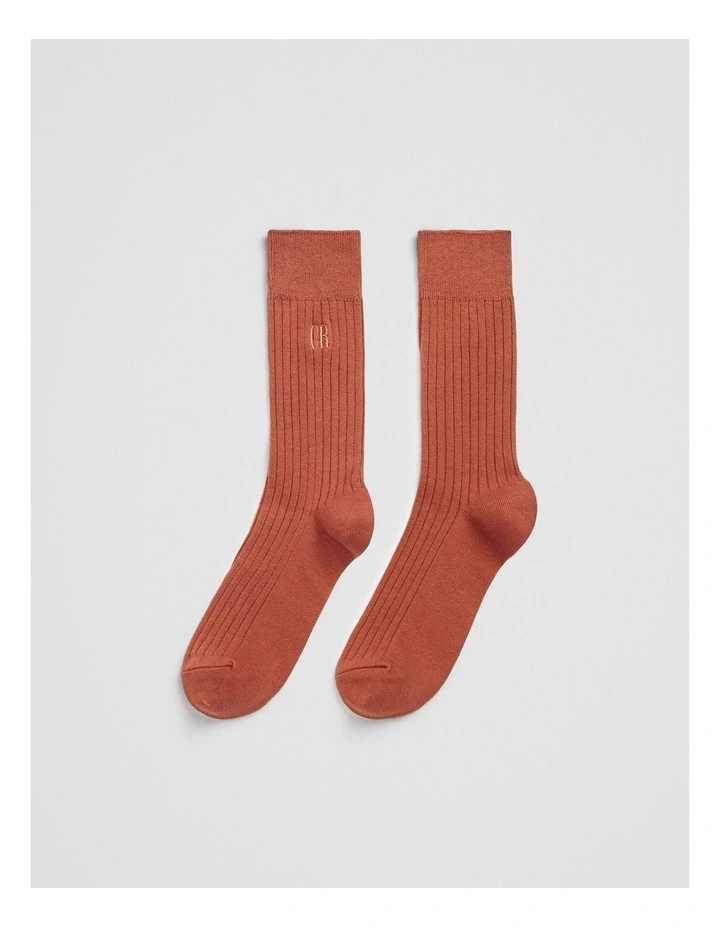 Australian Cotton Blend Cr Rib Crew Sock in Sunset image 1