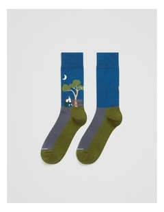 Asutralian Cotton Blend Bin Night Sock in Pine