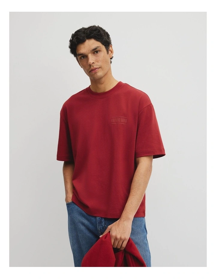 Australian Cotton Short Sleeve Heritage Boxy T-shirt in Red Gum image 1