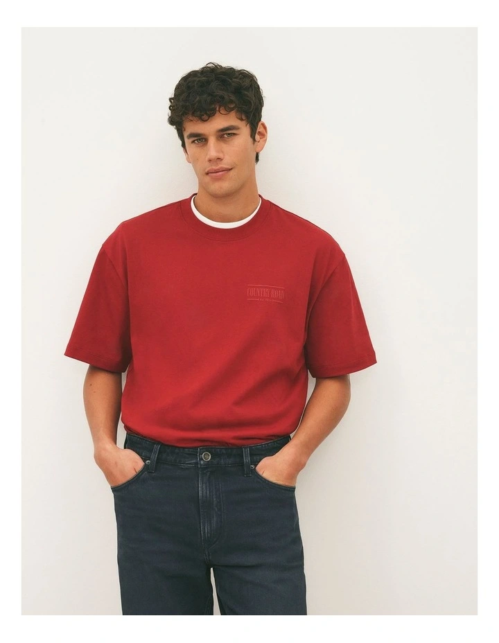 Australian Cotton Short Sleeve Heritage Boxy T-shirt in Red Gum image 2
