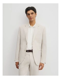 Regular Fit Linen Twill Jacket in Stone