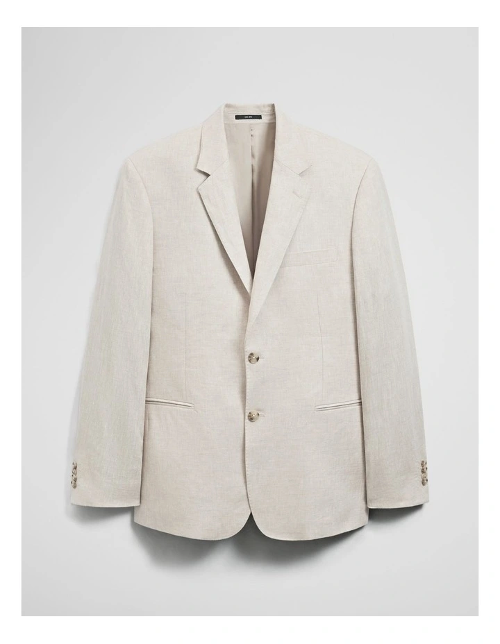 Regular Fit Linen Twill Jacket in Stone image 2