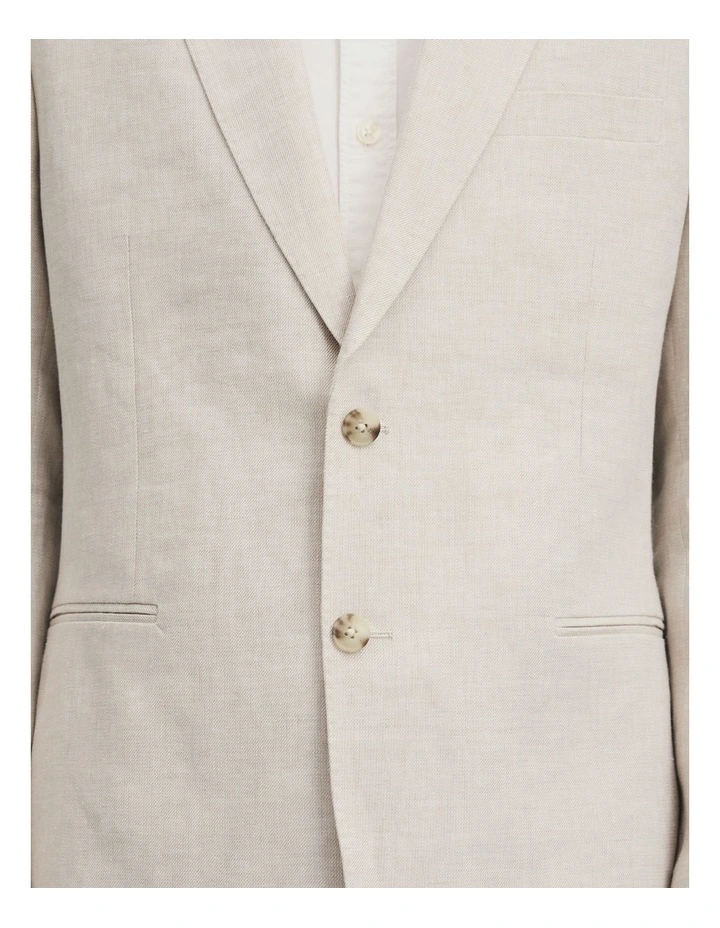 Regular Fit Linen Twill Jacket in Stone image 3
