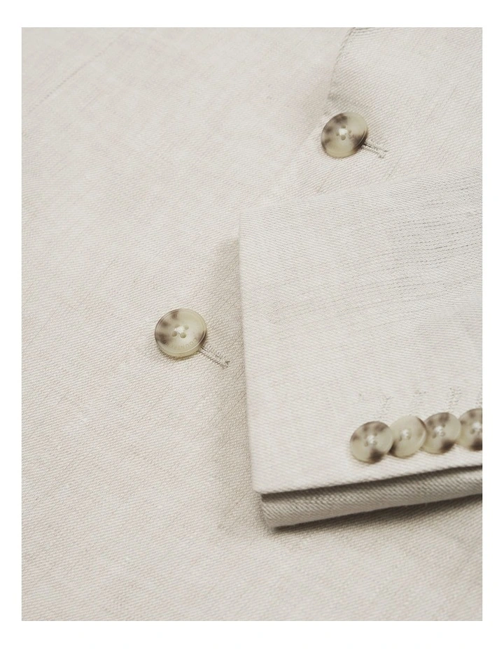 Regular Fit Linen Twill Jacket in Stone image 6
