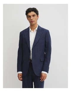 Regular Fit Pinstripe Jacket in Navy