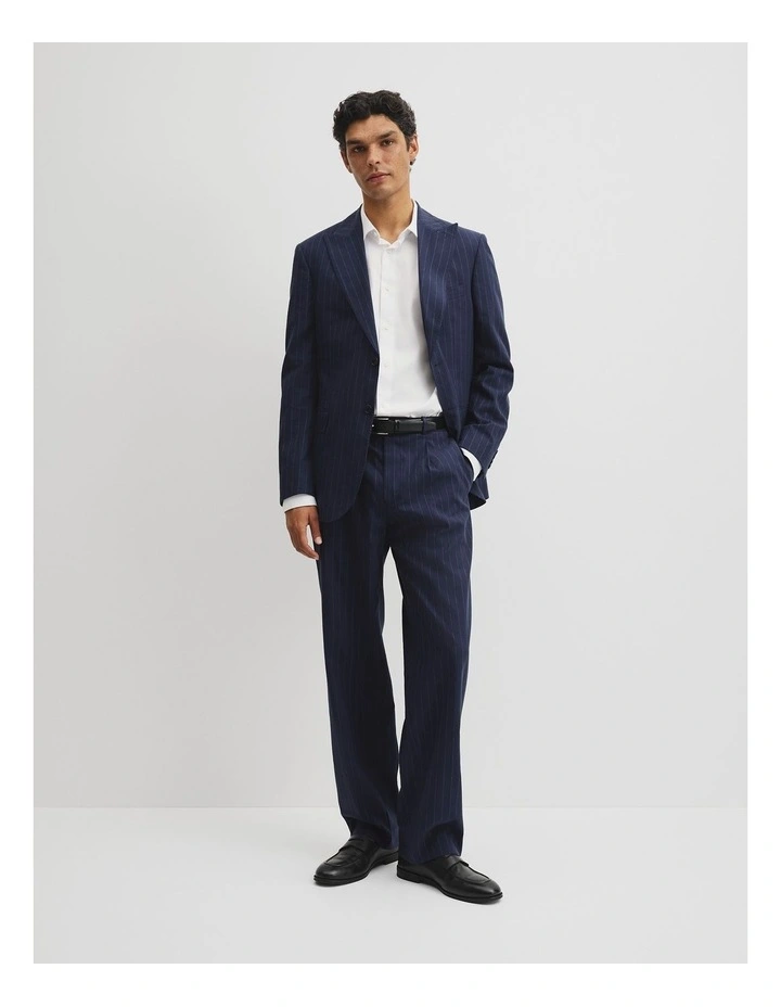 Regular Fit Pinstripe Jacket in Navy image 5