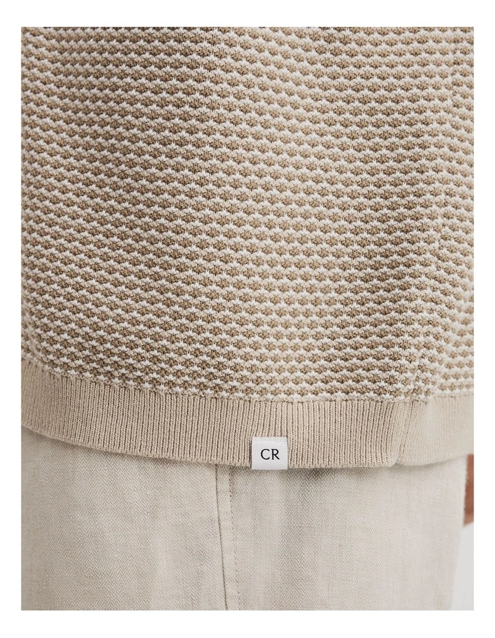Australian Cotton Jacquard Knit Shirt in Stone image 3