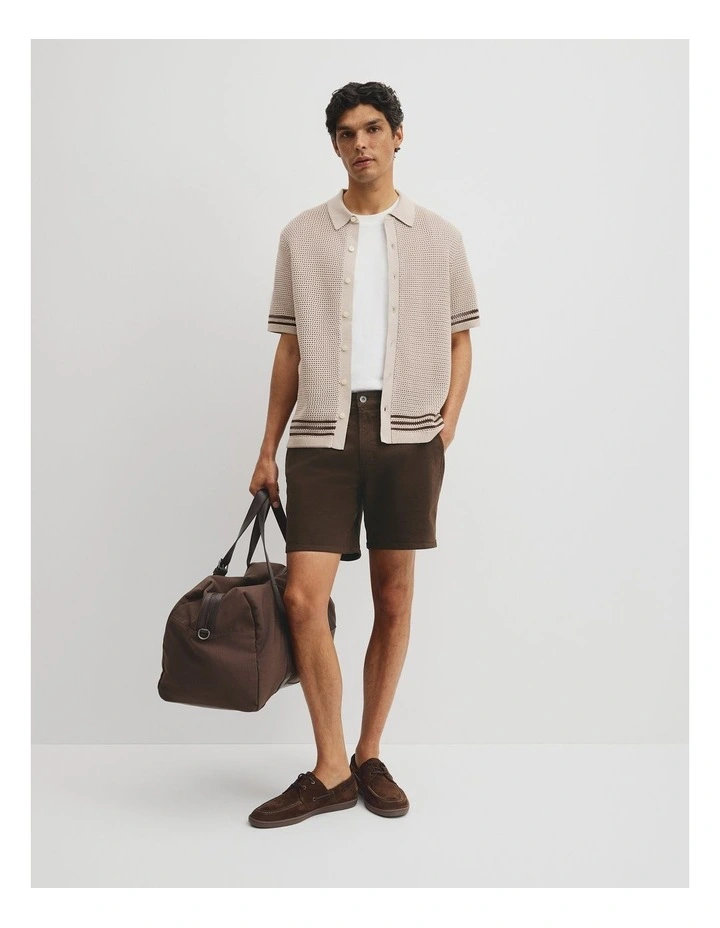 Relaxed Fit Australian Cotton Stripe Knit Shirt in Stone image 4