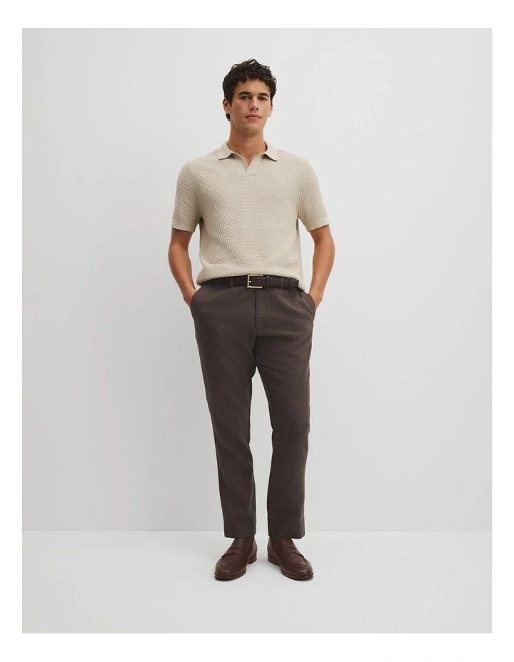 Australian Cotton Basket Knit Polo in Stone Melange image 4