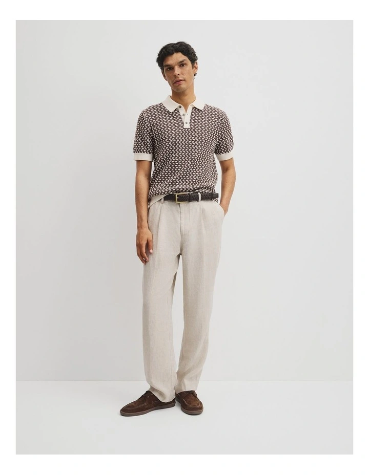 Australian Cotton Jacquard Knit Polo in Fudge image 4