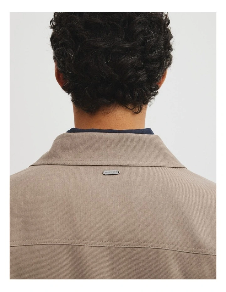 Cotton Linen Blend Zip Through Jacket in Mushroom image 4