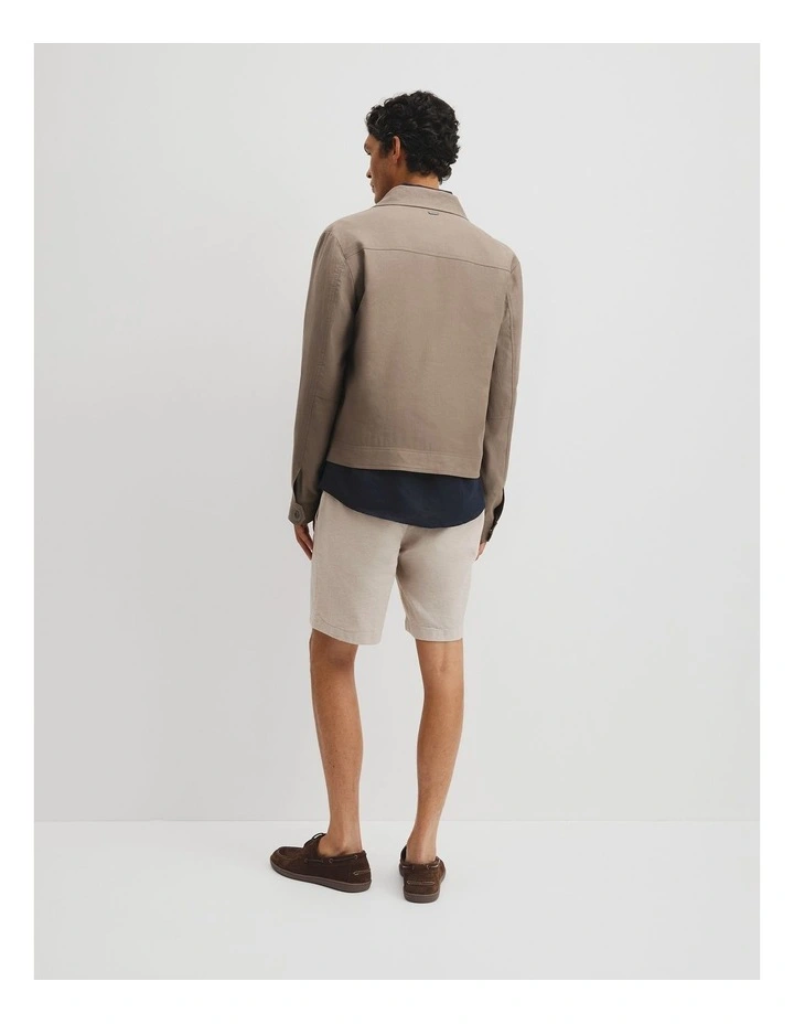 Cotton Linen Blend Zip Through Jacket in Mushroom image 6