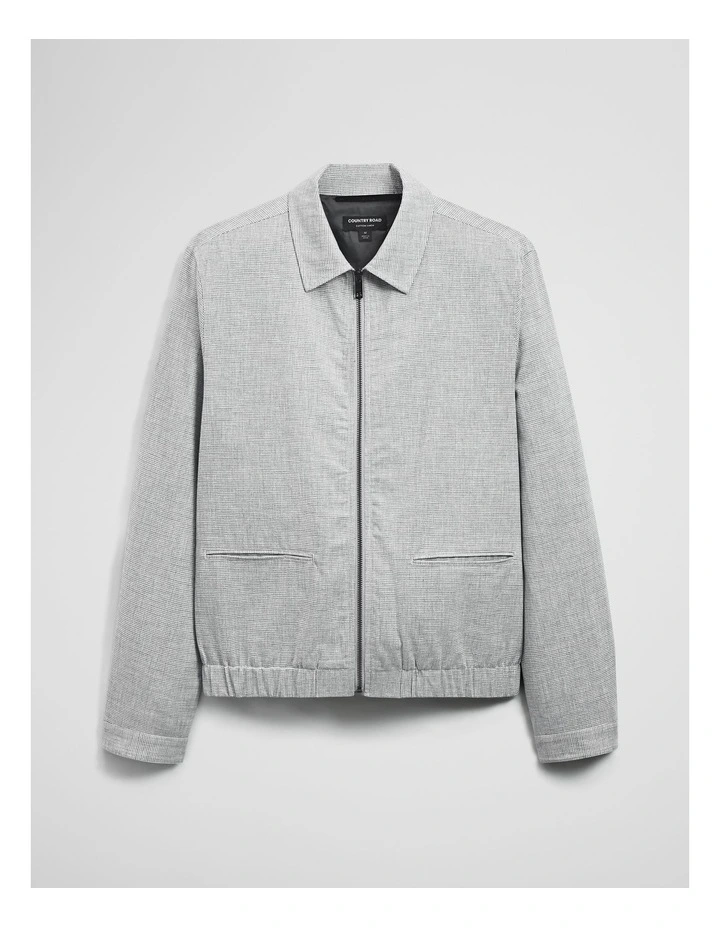Cotton Linen Houndstooth Jacket in Grey Check image 3