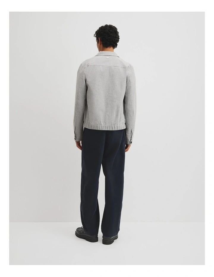 Cotton Linen Houndstooth Jacket in Grey Check image 6