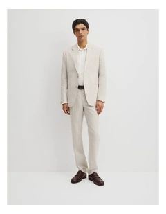 Regular Fit Linen Tailored Pant in Stone