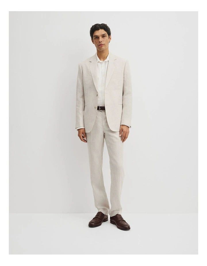 Regular Fit Linen Tailored Pant in Stone image 1