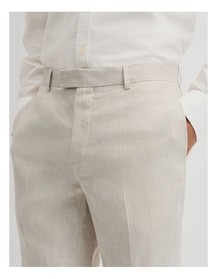 Regular Fit Linen Tailored Pant in Stone image 3