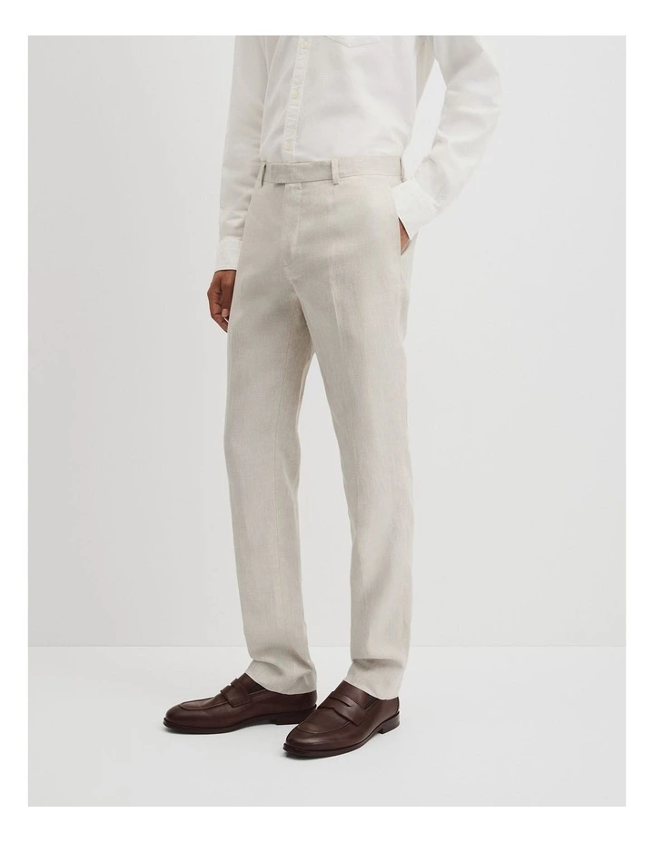 Regular Fit Linen Tailored Pant in Stone image 4