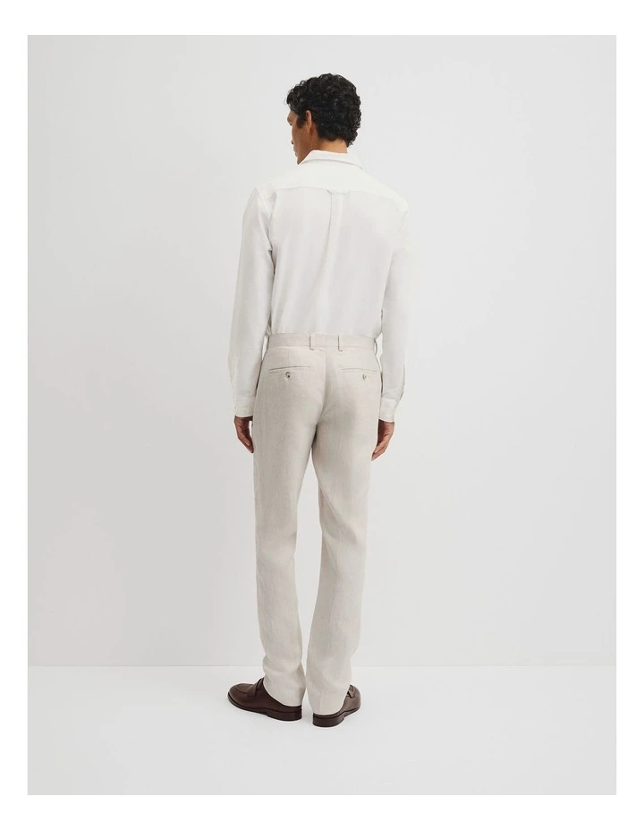 Regular Fit Linen Tailored Pant in Stone image 5