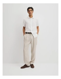 Linen Wide Leg Pant in Stone