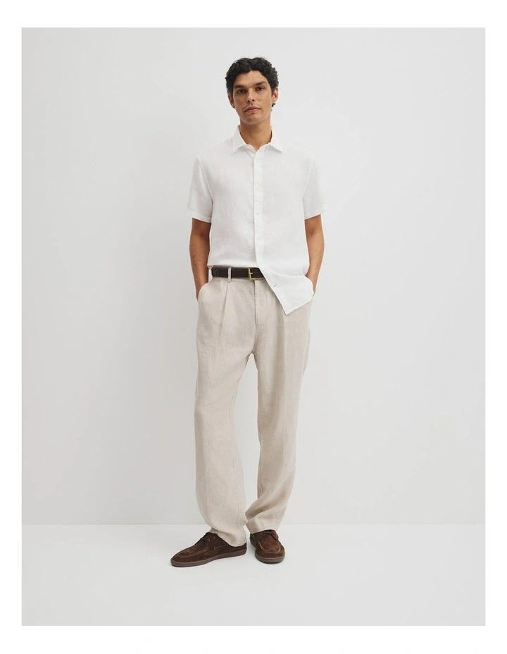 Linen Wide Leg Pant in Stone image 1