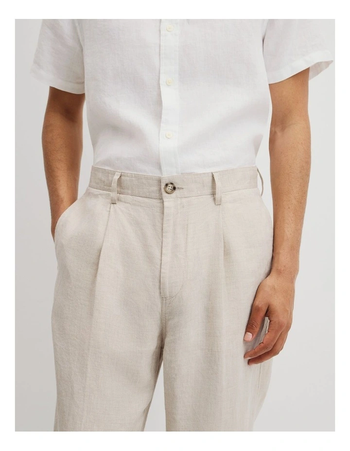 Linen Wide Leg Pant in Stone image 3