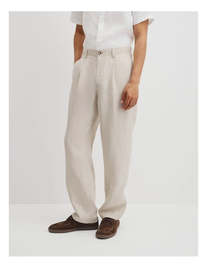 Linen Wide Leg Pant in Stone image 4