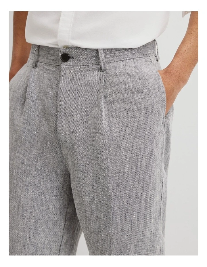 Linen Wide Leg Pant in Navy image 3