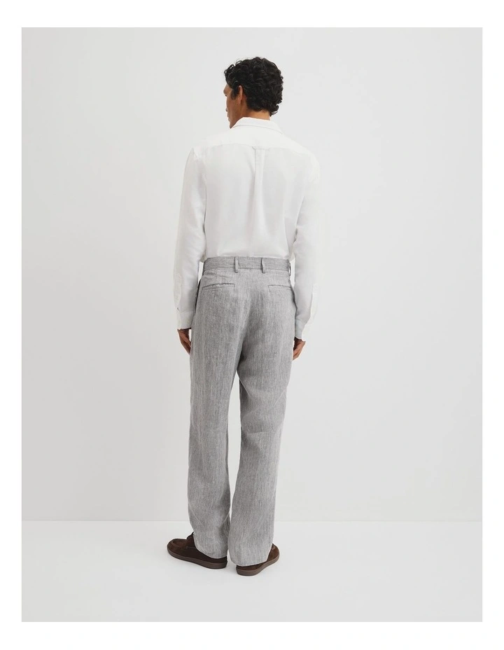 Linen Wide Leg Pant in Navy image 5