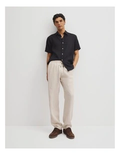 Relaxed Fit Linen Drawcord Pant in Oat