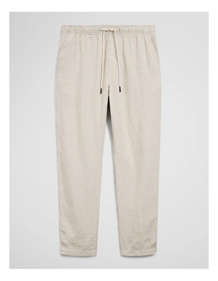 Relaxed Fit Linen Drawcord Pant in Oat image 2
