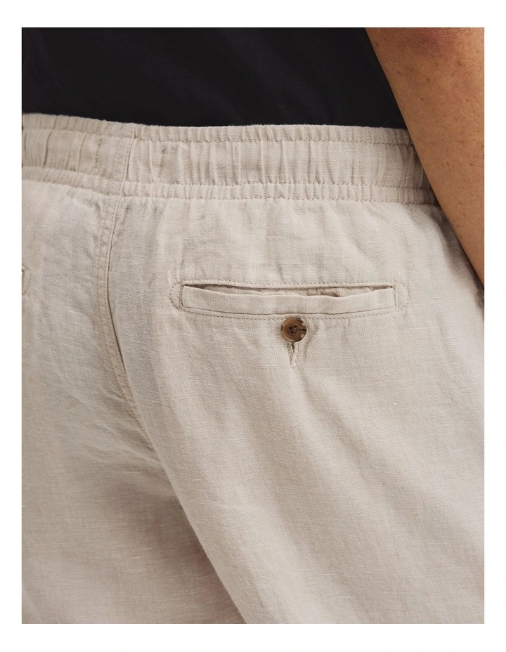 Relaxed Fit Linen Drawcord Pant in Oat image 3