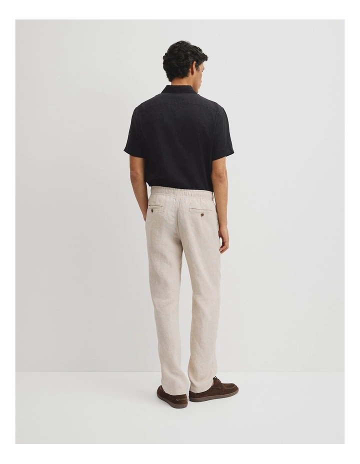 Relaxed Fit Linen Drawcord Pant in Oat image 5