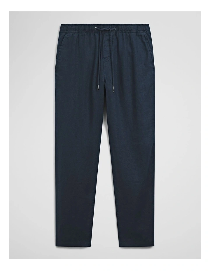 Relaxed Fit Linen Drawcord Pant in Navy image 2
