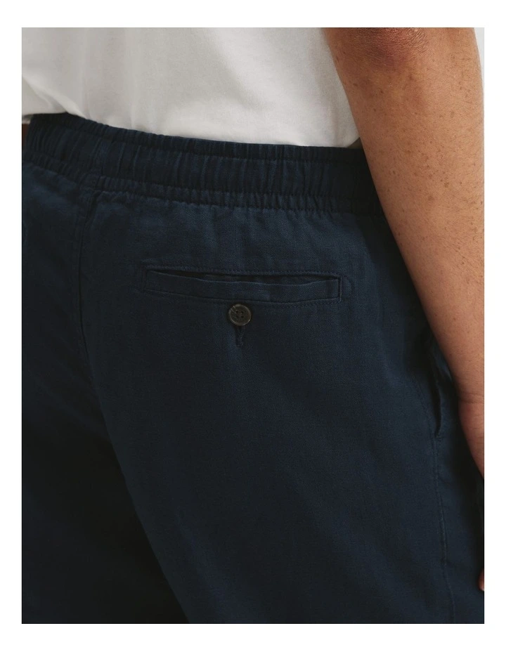 Relaxed Fit Linen Drawcord Pant in Navy image 3