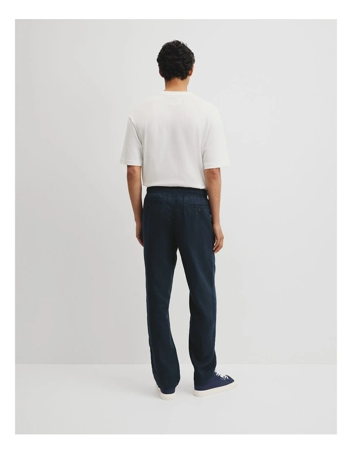 Relaxed Fit Linen Drawcord Pant in Navy image 5