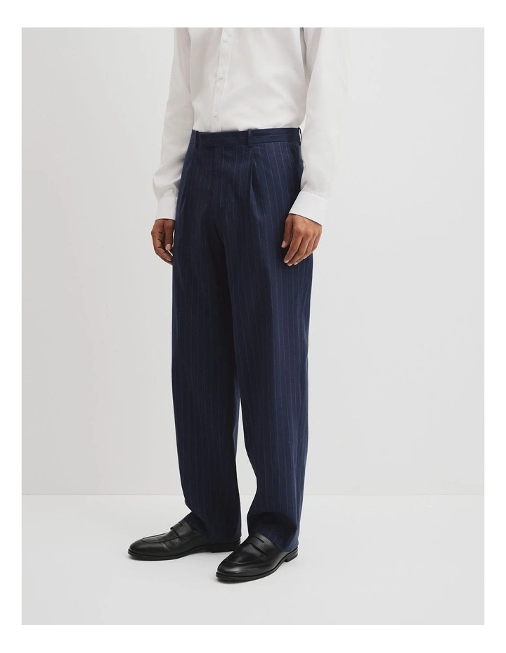 Regular Fit Pinstripe Tailored Pant in Navy image 5