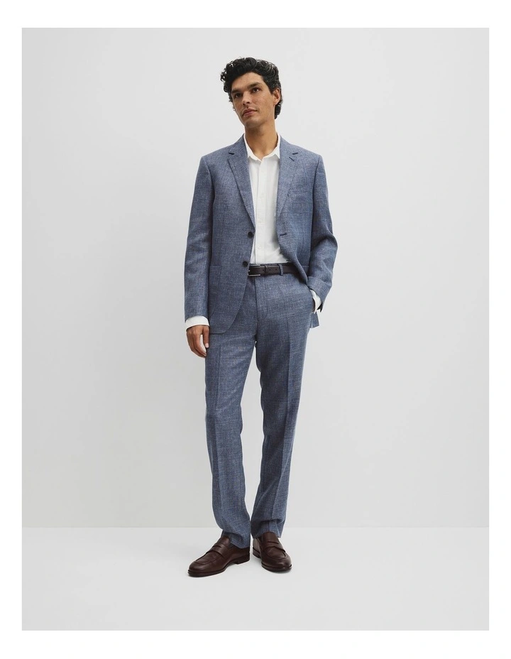 Regular Wool Houndstooth Pant in Navy image 1