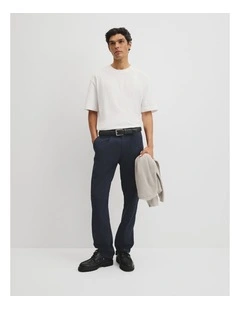 Australian Cotton Pleated Chino in True Navy