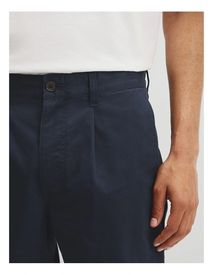 Australian Cotton Pleated Chino in True Navy image 3