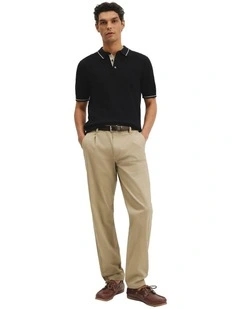 Australian Cotton Pleated Chino in Birch