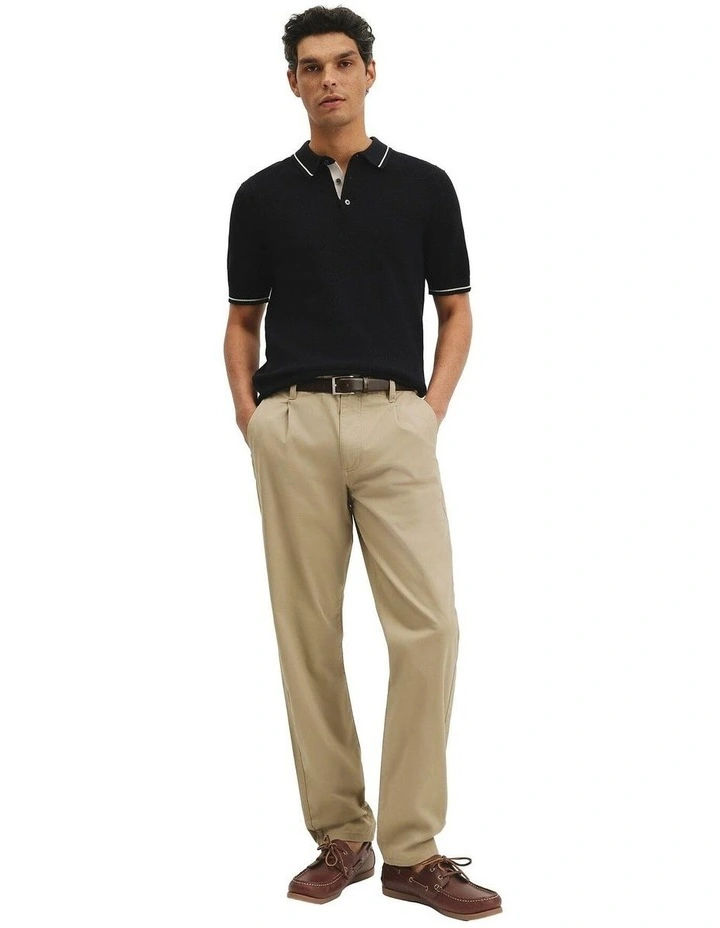 Australian Cotton Pleated Chino in Birch image 1