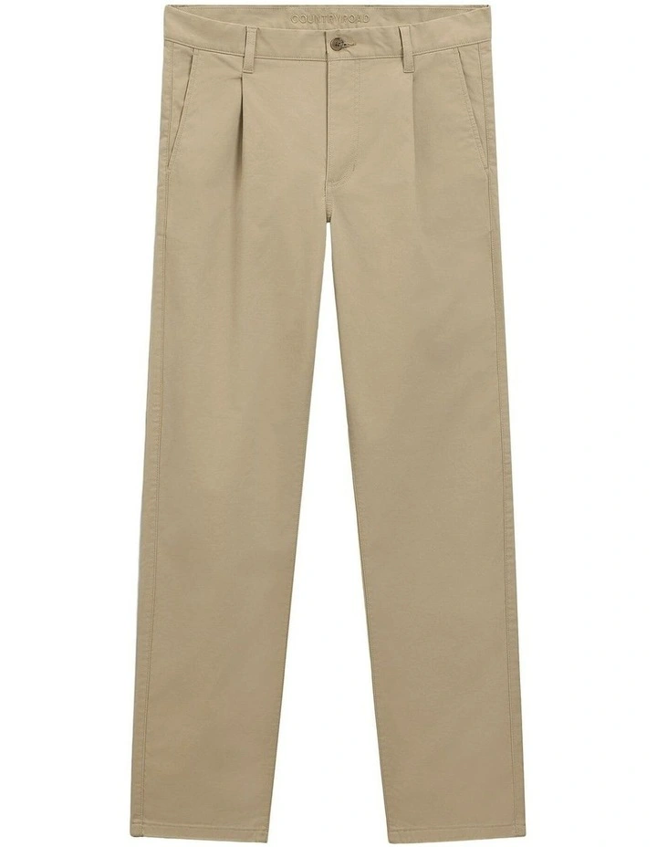 Australian Cotton Pleated Chino in Birch image 2