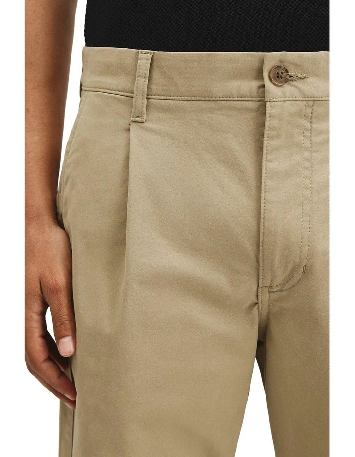 Australian Cotton Pleated Chino in Birch image 3